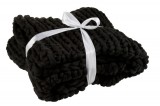 HAND KNITTED PLAID BLACK - BLANKETS, TOWELS